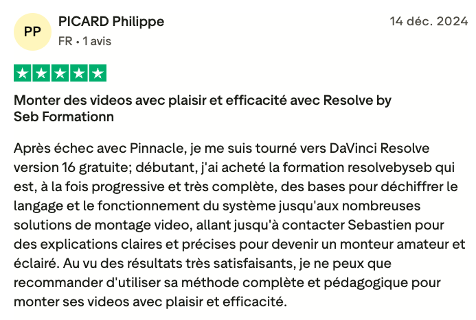 témoignage Philippe Avis Trustpilot Resolve by Seb formation