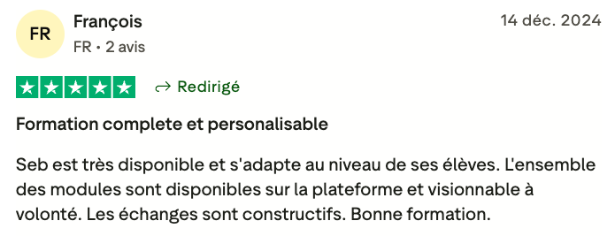 Témoignage François Avis Trustpilot Resolve by Seb formation