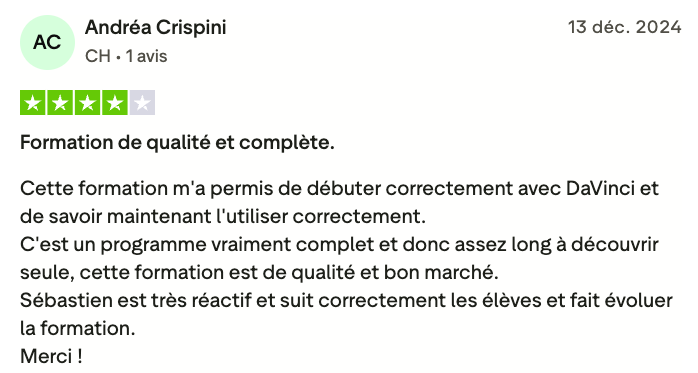 Témoignage Andrea Avis Trustpilot Resolve by Seb formation