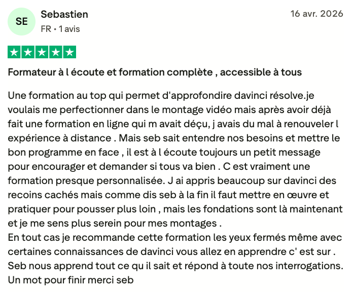 témoignage Sébastien formation monteur video